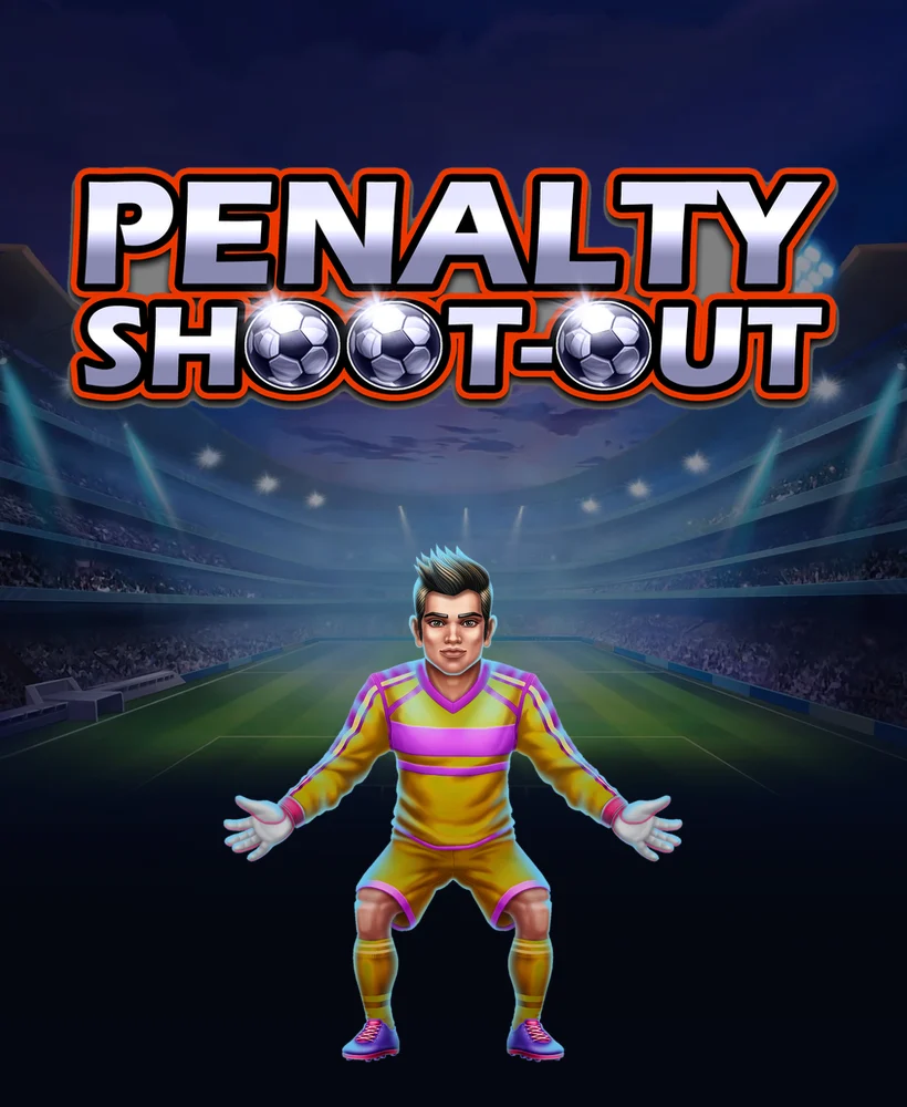 Penalty Shoot-Out de Evoplay: el portero en el estadio y el logotipo del juego
